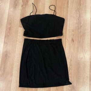 Black and gold shimmer Two-Piece Skirt and Top Set